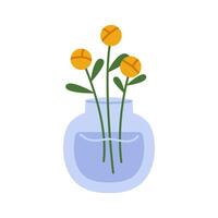 Beautiful flowers in glass vase vector