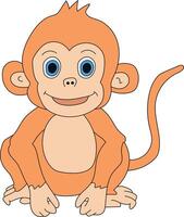 Colorful Monkey Clipart. Doodle Animals Clipart. Cartoon Wild Animals Clipart for Lovers of Wildlife vector