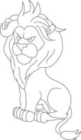 Outline Lion Clipart. Doodle Animals Clipart. Cartoon Wild Animals Clipart for Lovers of Wildlife vector