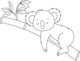 Outline Koala Clipart. Doodle Animals Clipart. Cartoon Wild Animals Clipart for Lovers of Wildlife vector