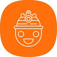 Helmet Line Curve Icon vector