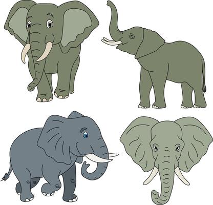 Elephant Clipart Set. Cartoon Wild Animals Clipart Set for Lovers of Wildlife