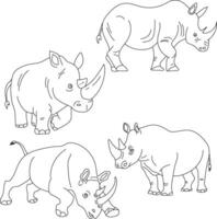 rinoceronte clipart colocar. dibujos animados salvaje animales clipart conjunto para amantes de fauna silvestre vector