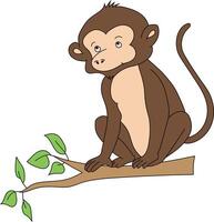 Colorful Monkey Clipart. Doodle Animals Clipart. Cartoon Wild Animals Clipart for Lovers of Wildlife vector