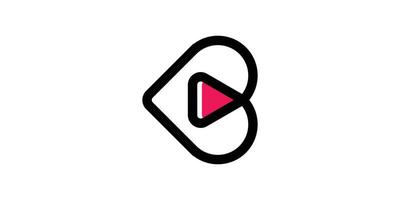 creative logo design combination of love shape with play button, media, technology, simple, logo design template, icon, , symbol, creative idea. vector