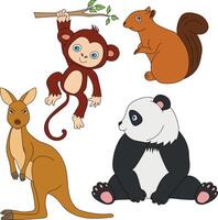 vistoso animales clipart colocar. dibujos animados salvaje animales clipart conjunto para amantes de fauna silvestre vector