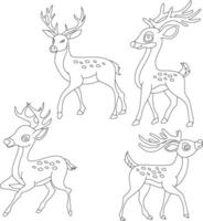 Deer Clipart Set. Cartoon Wild Animals Clipart Set for Lovers of Wildlife vector