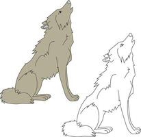 Wolf Clipart Set. Cartoon Wild Animals Clipart Set for Lovers of Wildlife vector