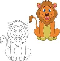 Lion Clipart Set. Cartoon Wild Animals Clipart Set for Lovers of Wildlife vector