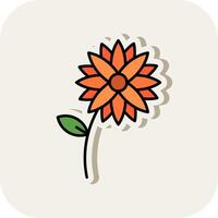 Flower Line Filled White Shadow Icon vector
