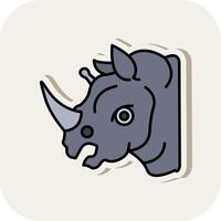 Rhinoceros Line Filled White Shadow Icon vector