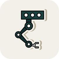 Industrial Robot Line Filled White Shadow Icon vector