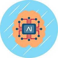 Artificial Intelligence Flat Blue Circle Icon vector