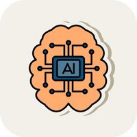 Artificial Intelligence Line Filled White Shadow Icon vector