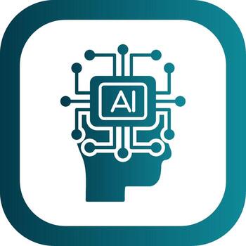 artificial inteligencia glifo degradado redondo esquina icono vector