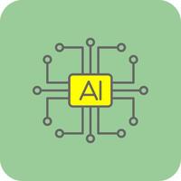 Artificial Intelligence Filled Yellow Icon vector