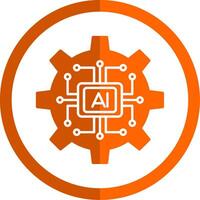 Artificial Intelligence Glyph Orange Circle Icon vector
