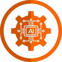 Artificial Intelligence Glyph Orange Circle Icon vector