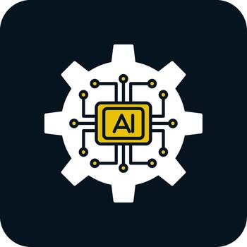 icono de dos colores de glifo de inteligencia artificial vector