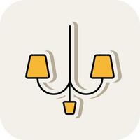 Lamp Line Filled White Shadow Icon vector