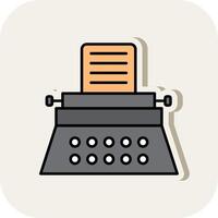 Typewriter Line Filled White Shadow Icon vector