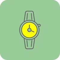 reloj de pulsera lleno amarillo icono vector