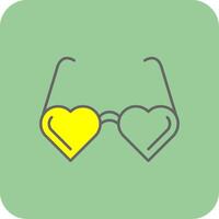 corazón lentes lleno amarillo icono vector