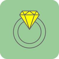diamante anillo lleno amarillo icono vector