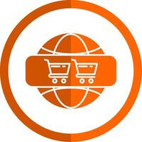 Online Shoping Glyph Orange Circle Icon vector