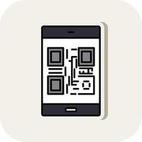 qr código línea lleno blanco sombra icono vector