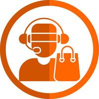 Customer Service Agent Glyph Orange Circle Icon vector