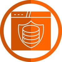 datos proteccion glifo naranja circulo icono vector