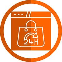 24 Hours Glyph Orange Circle Icon vector