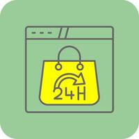 24 Hours Filled Yellow Icon vector