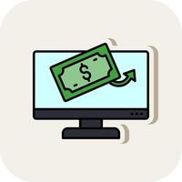 Cash Payment Line Filled White Shadow Icon vector