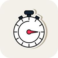 Stopwatch Line Filled White Shadow Icon vector