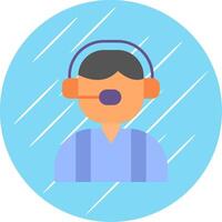 Customer Service Flat Blue Circle Icon vector