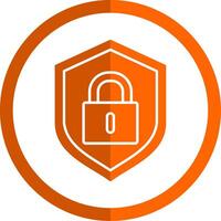 Lock Glyph Orange Circle Icon vector