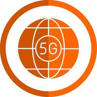 Global Glyph Orange Circle Icon vector