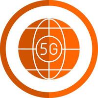 Global Glyph Orange Circle Icon vector