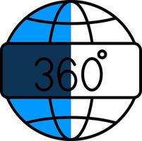 360 View Filled Half Cut Icon vector