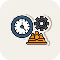 Working Hours Line Filled White Shadow Icon vector