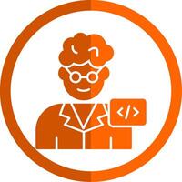 Programmer Glyph Orange Circle Icon vector