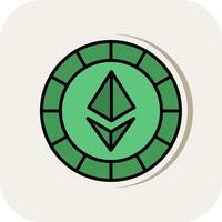 Ethereum Coins Line Filled White Shadow Icon vector