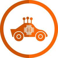 Autonomous Car Glyph Orange Circle Icon vector