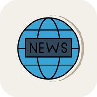 News Report Line Filled White Shadow Icon vector