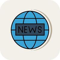 News Report Line Filled White Shadow Icon vector