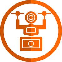 Camera Drone Glyph Orange Circle Icon vector