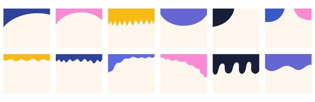 Collection of different shapes header or footer for square post or websites. Decorative separator for creative design in simple flat style. Bold y2k inspired colors. vector