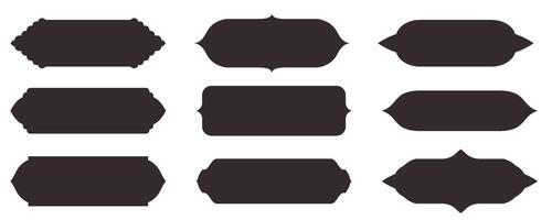 Compilation of traditional Islam horizontal window or door shapes for border or separator design. Set of Mosque Muslim frames in silhouette. vector